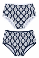 2'li Kadın Damalı Bikini Külot Arka Düz Yüksek Bel İnce Lastik Ekonomik
