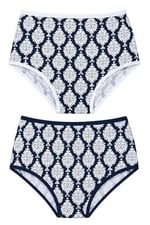 2'li Kadın Damalı Bikini Külot Arka Düz Yüksek Bel İnce Lastik Ekonomik