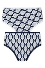 2'li Kadın Damalı Bikini Külot Arka Düz Yüksek Bel İnce Lastik Ekonomik
