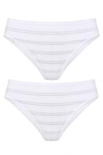 2li Kadın Sim Çizgili Bikini Külot Yüksek Bel İnce Lastik Ekonomik