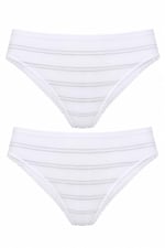 2li Kadın Sim Çizgili Bikini Külot Yüksek Bel İnce Lastik Ekonomik