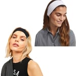 2'li Kombin Spor Saç Bantları - Elastik Kaymaz İnce Saç Ter Kafa Bandı Bandana, Şık Kadın & Erkek Koşu Fitness Yoga Pilates Makyaj Yüz Yıkama Atletik 2'Li Saç Bandı Seti