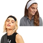 2'li Kombin Spor Saç Bantları - Elastik Kaymaz İnce Saç Ter Kafa Bandı Bandana, Şık Kadın & Erkek Koşu Fitness Yoga Pilates Makyaj Yüz Yıkama Atletik 2'Li Saç Bandı Seti
