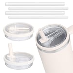 2'li Paket 40 oz Tumbler Kapaklı Hasır Kapak, Stanley Yedek Basmalı Düğme Dökülmeye Dayanıklı Bardak Kapağını Çevirin, Sızdırmaz Su Şişesi Parçaları, Stanley Cup Quencher-Krem Beyaz ile Uyumlu (Krem