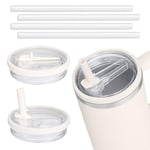 2'li Paket 40 oz Tumbler Kapaklı Hasır Kapak, Stanley Yedek Basmalı Düğme Dökülmeye Dayanıklı Bardak Kapağını Çevirin, Sızdırmaz Su Şişesi Parçaları, Stanley Cup Quencher-Krem Beyaz ile Uyumlu (Krem