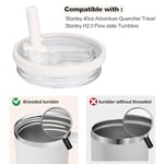 2'li Paket 40 oz Tumbler Kapaklı Hasır Kapak, Stanley Yedek Basmalı Düğme Dökülmeye Dayanıklı Bardak Kapağını Çevirin, Sızdırmaz Su Şişesi Parçaları, Stanley Cup Quencher-Krem Beyaz ile Uyumlu (Krem