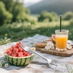2'si 1 Arada Karpuz Dilimleyici ve Çatal, Paslanmaz Çelik, Ergonomik Saplı, Küp Kesim Özellikli