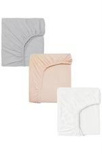 3 Adet 65 x 95 + 10 cm Anne Yanı Lastikli Penye Kumaş Bebek Çarşafı