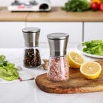 3 adet tuz ve karabiber değirmeni seti, 180 ml manuel baharat değirmeni, ayarlanabilir öğütücü, cam gövdeli baharat, tuz, karabiber için
