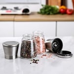 3 adet tuz ve karabiber değirmeni seti, 180 ml manuel baharat değirmeni, ayarlanabilir öğütücü, cam gövdeli baharat, tuz, karabiber için
