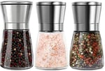 3 adet tuz ve karabiber değirmeni seti, 180 ml manuel baharat değirmeni, ayarlanabilir öğütücü, cam gövdeli baharat, tuz, karabiber için
