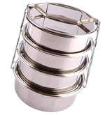 3 LT Paslanmaz Çelik 4lü Sefer Tası 2-4 Kişilik Yemek Taşıma Kabı 750ml Isıtılabilir 4 Kap 15x24cm