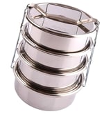 3 LT Paslanmaz Çelik 4lü Sefer Tası 2-4 Kişilik Yemek Taşıma Kabı 750ml Isıtılabilir 4 Kap 15x24cm