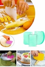 3 Parça Plastik Pasta Hamur Krema Şekillendirici Kesici Kazıyıcı Dekoratör Spatula Set