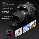 32 GB Hafıza Kartı, Professional 1000 x Sınıf 10 Kart U3 Hafıza Kartı Uyumlu Bilgisayar Kameraları ve Video Kameralar, 95 MB/sn'ye kadar Kamera Hafıza Kartı, Mor/Siyah