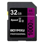 32 GB Hafıza Kartı, Professional 1000 x Sınıf 10 Kart U3 Hafıza Kartı Uyumlu Bilgisayar Kameraları ve Video Kameralar, 95 MB/sn'ye kadar Kamera Hafıza Kartı, Mor/Siyah