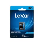 32GB Lexar Professional 633x SDHC UHS-I cards, up to 95MB/s read 20MB/s write C10 V10 U1