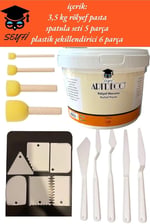 3,5 kg ARTDECO rölyef pasta spatula seti 5 parça plastik şekillendirici 6 parça rölyef macunu seti