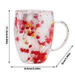 350 ml Isıya Dayanıklı Borosilikat Çift Çidarlı Flower Cup Bardak Çiçekli Kahve Sunum Bardağı