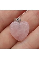 (3719) Yeni Kalp Pembe Kuvars Zincirli Kolye Pembe L