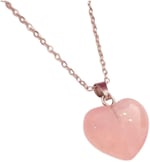 (3719) Yeni Kalp Pembe Kuvars Zincirli Kolye Pembe L