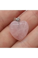 (3719) Yeni Kalp Pembe Kuvars Zincirli Kolye Pembe L
