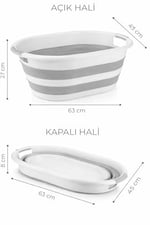 38 Litre Katlanabilir Silikon Çamaşır Sepeti Akordiyon Katlanır Sele Yer Kaplamayan Taşınabilir Ergonomik Kulplu Dayanıklı ve Hafif Depolama Sepeti Banyo ve Ev Kullanı - Seçenekler: 25 LİTRE, 38 LİTRE