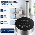 39 İnç Kule Tipi Vantilatör, Uzaktan Kumandalı, 45W Güçlü Motor, 3 Hız Kademesi, 3 Modlu, LED Dokunmatik Ekran, Salınımlı, Sessiz Çalışma, 7.5 Saat Zamanlayıcı, Beyaz