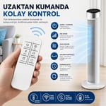 39 İnç Kule Tipi Vantilatör, Uzaktan Kumandalı, 45W Güçlü Motor, 3 Hız Kademesi, 3 Modlu, LED Dokunmatik Ekran, Salınımlı, Sessiz Çalışma, 7.5 Saat Zamanlayıcı, Beyaz