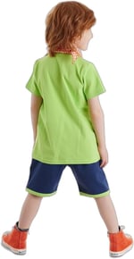 3D Yeşil Korsan Çocuk T-shirt Şort Bandana Takım