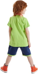 3D Yeşil Korsan Çocuk T-shirt Şort Bandana Takım