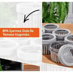 3'lü Çevir Aç Kapak Kavanoz Plastik Saklama Kabı Seti, Büyük, Orta, Küçük, 3 Boy (BEJ)
