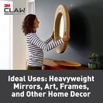 3M CLAW (TM) 29,5 kg. Spot İşaretleyicili Alçıpan Resim Askısı, Oda Dekoru ve Ofis Dekoru için Ağır Asma Çözümü, Aynalar veya Büyük Sanat - 3'lü Paket
