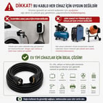 3x2.5mm TTR Topraklı Siyah Kauçuk Seyyar Uzatma Kablosu (20 METRE) - Seçenekler: 1 METRE, 2 METRE, 3 METRE, 4 METRE, 5 METRE, 10 METRE...