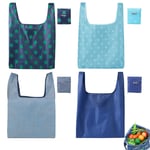 4 adet alışveriş çantası, katlanabilir, tekrar kullanılabilir alışveriş çantası, yıkanabilir alışveriş torbası, çevre dostu alışveriş çantası, hafif polyester taşıma çantası, alışveriş,