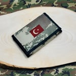 4 Göz İç Fermuarlı Cırt Kapamalı Boyun Asmalı Asker Cüzdanı Türkiye Bayrak Desen - FC616