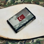 4 Göz İç Fermuarlı Cırt Kapamalı Boyun Asmalı Asker Cüzdanı Türkiye Bayrak Desen - FC616
