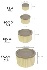 4 Lü Yuvarlak Saklama Kabı Seti Çizgili Desenli BPA İçermez 3 LT 1.8 LT 1 LT 0,55 LT Buzdolabı Düzenleyici Mikrodalga ve Derin Dondurucu Uyumlu BPA İçermez Sağlıklı Erzak Kabı (KREM YUVARLAK 4 LÜ SET)