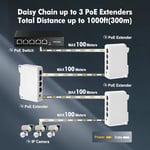 4 Portlu PoE Genişletici, 3 PoE Çıkışında 1 PoE, IEEE802.3af/PoE Powered Geçiş Anahtarı, 100Mbps Ethernet, DIN Ray ve Duvara Montaj