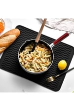 40X30 Cm Bar Lastiği Silikon Kahve Makinesi Pedi Tamper Ve Bulaşık Kurutma Matı Bulaşık Pedi - Siyah