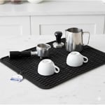 40X30 Cm Bar Lastiği Silikon Kahve Makinesi Pedi Tamper Ve Bulaşık Kurutma Matı Bulaşık Pedi - Siyah