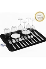 40X30 Cm Bar Lastiği Silikon Kahve Makinesi Pedi Tamper Ve Bulaşık Kurutma Matı Bulaşık Pedi - Siyah