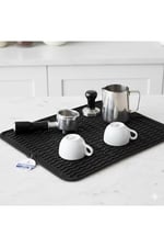 40X30 Cm Bar Lastiği Silikon Kahve Makinesi Pedi Tamper Ve Bulaşık Kurutma Matı Bulaşık Pedi - Siyah