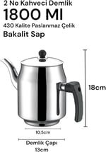 430 Paslanmaz Çelik Kahveci Demlik 1800ml 2 No