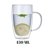 450 ml Çift Cidarlı Şeffaf Cam Kupa – Isıya Dayanıklı, Sıcak ve Soğuk İçeceklere Uygun, Şık ve Dayanıklı Borosilikat Cam Bardak