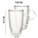 450 ml Çift Cidarlı Şeffaf Cam Kupa – Isıya Dayanıklı, Sıcak ve Soğuk İçeceklere Uygun, Şık ve Dayanıklı Borosilikat Cam Bardak