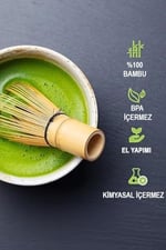 4lü Matcha Set Kase Kaşık Whisk Tutucu Bambu Whisk Çırpıcı ve Bambu Kaşık mt248