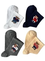 4'lü Teddy Bear Set Unisex Kokulu Tenis Çorap Tek Beden