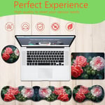4'ü 1 arada Mouse Pad Combo, Oyun Mouse Pad + Klavye Bilek Desteği + Fare Bilek Desteği + Bardak Altlığı, Dikişli Kenarlı Masa Pedi Ergonomik Bilek Pedi Seti, Kırmızı ve Beyaz Şakayık