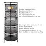 5 Katlı Açılır Kapanır Paslanmaz Metal Sebzelik Yükseklik 94 cm -(SİYAH)